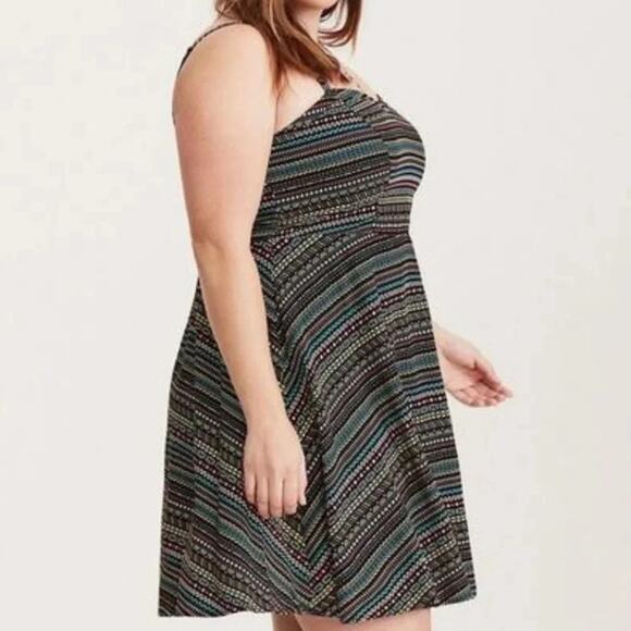 Torrid Mini Challis Sweetheart Dress colorful, sexy summer 90s coastal plus size - Picture 4 of 15